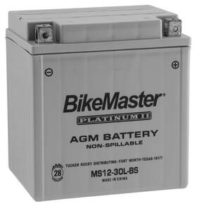 Ms12-30l-bs Bikemaster Agm Platinum Ii Battery #ms12-30l-bs Polaris/arctic Cat