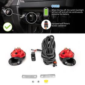 80206032 Dy Utv Street Legal Horn Kit With Rocker Switch For Polaris Rzr Pro Xp Pulse Busbar