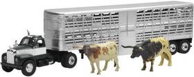 Ss-16116a Eazymove New Ray Toys 1 43 Livestock Hauler - Die Cast 1953 Mack B-61 With Catt