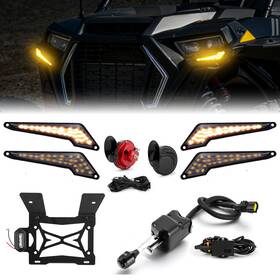 80202009 He Utv Led Turn Signal With Horn And License Plate Bracket For Polaris Rzr Pro Xp 20-26