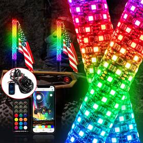 80204002 He 3ft Fat Rgb Whip Light Lighted Wire For Polaris Rzr Pro Xp/pro R/turbo R