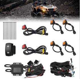 B0802-00304-bk-ey Kemimoto Utv Atv Turn Signal Kit With Rocker Switch For Can-am Defender X3 Polaris Ranger