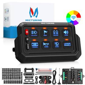 Mic-08-217 Mictuning Wireless 8 Gang Switch Panel Led Touch Momentary Strobe Toggle