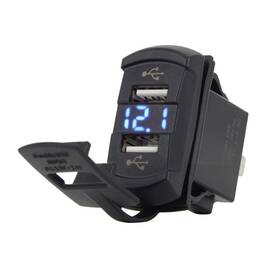 Mic-rcv48 Mictuning 4.2a 12v Switch Style Usb Car Charger Led Digital Voltmeter With 2 Sockets