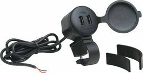 94-13208 Show Chrome Dual Port Usb Charger Kit Black Motorcycle Atv Utv 13-208
