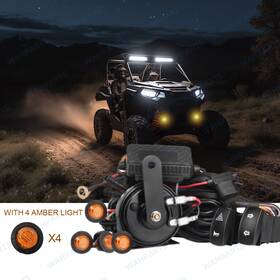 Eal20g-o Wahparts Universal Utv Turn Signal Horn Street Legal Kit 4 Amber Lights With Rocker Switch