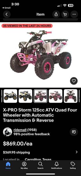 X - Pro Storm #116037158632 X- 125cc Atv Quad Four Wheeler With Automatic Transmission And Rev