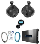 Rockville Bluetooth RECEIVER+8" Black Marine Wakeboard Tower Speakers+amplifier. Fixed Price $419.90.