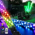 Pair 2 4FT Rgb Spiral Led Whip Lights Antenna Chase W/flag For Jeep Atv Rzr Utv. Fixed Price $83.99.
