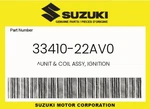 Suzuki Genuine Unit & Coil Assy, Ignition 33410-22AV0. Fixed Price $103.53.