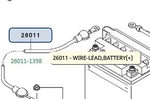 Kawasaki 1988-2011 Bayou Wire Lead Battery+ 26011-1398 New Oem. Fixed Price $26.79.