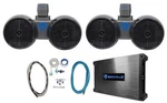 2) Rockville DWB65B Dual 6.5" Black 600W Marine Wakeboard Tower Speakers+amp+kit. Fixed Price $394.85.
