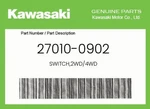 Kawasaki Genuine SWITCH,2WD/4WD 27010-0902. Fixed Price $27.20.