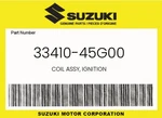 Suzuki Genuine Coil Assy, Ignition 33410-45G00. Fixed Price $109.80.