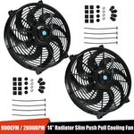 2X 14" Universal Slim Fan 900 Cfm Pull Electric Radiator Cooling DC12V Mount Kit. Fixed Price $36.99.
