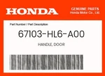 Honda Genuine Handle, Door 67103-HL6-A00. Fixed Price $10.29.