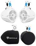 Pair Rockville RWB65W 6.5" White 250 Watt Marine Wakeboard Tower Speakers+covers. Fixed Price $120.00.