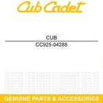 Cub Cadet 925-04288 Light Yellow/neutral Gt Volunteer Wt Tracker Sports. Fixed Price $62.89.